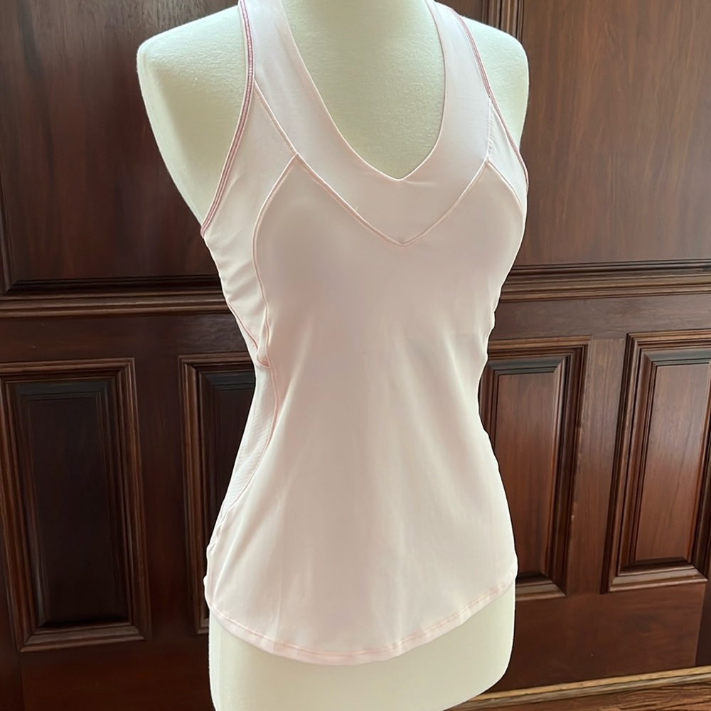 Athletic racer back, V-neck top by Lucky in Love in baby pink - Sz Small - NWT